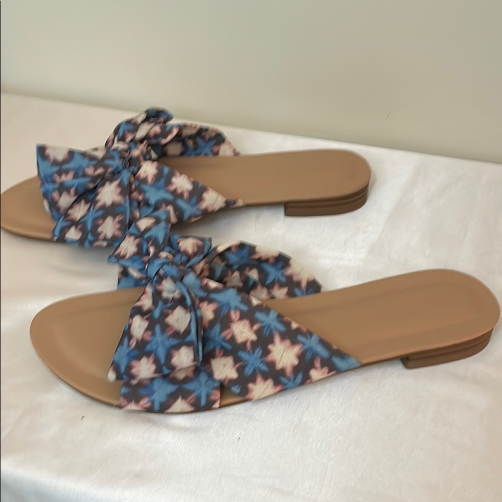 LOFT Blue and Pink Sandals with Floral Straps. Never worn!